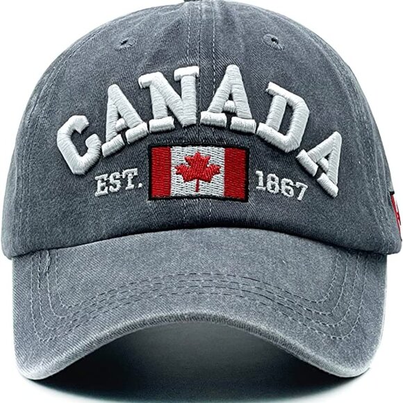 Variety To Go Canadian Baseball Hat Cap, 100% Cotton Maple Leaf Hat (2060 Gray) - Picture 7 of 7